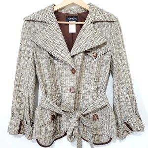 Patrizia Pepe Firenzi Italy Sz 42 Beige/Brown Blazer Jacket Cotton Blend…